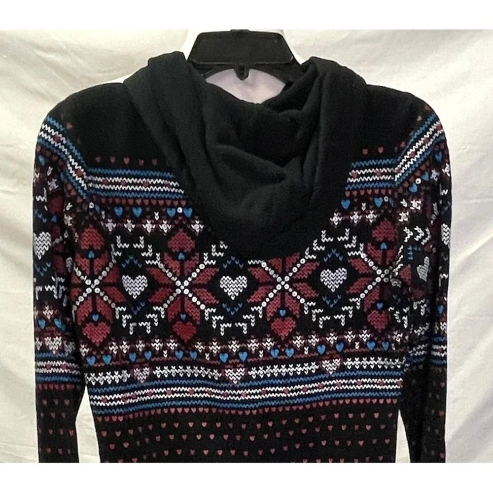 AEROPOSTALE Girls Black Multicolor‎ Hooded Sweater M